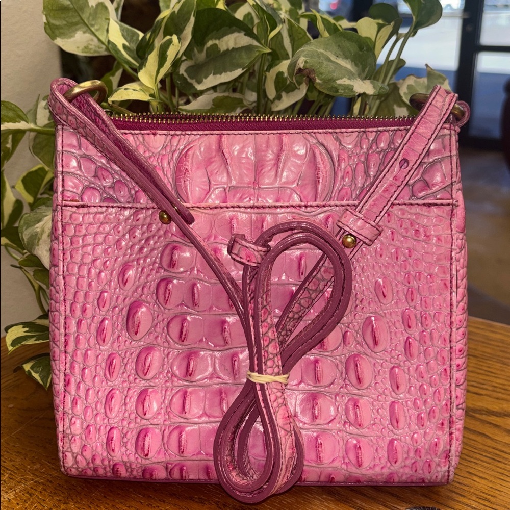 Brahmin Mimosa Pink Croc Embossed Crossbody - Picture 7 of 10